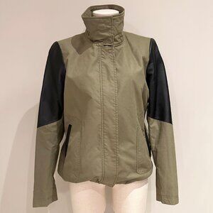 Danier Cotton and Leather Jacket Womens Size S Khaki Olive Green